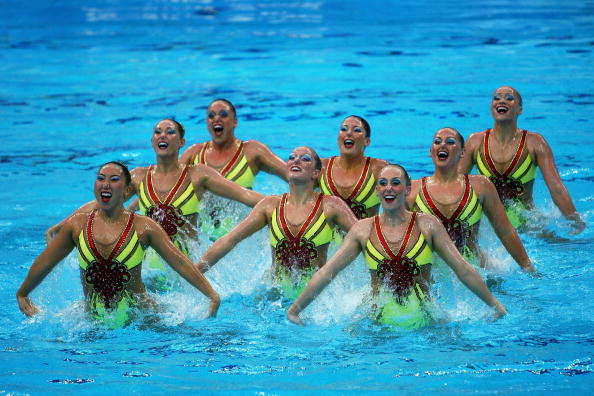图文-奥运会花样游泳集体技术自选 很有感染力 