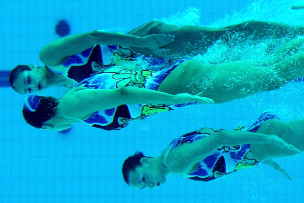 图文-奥运会花样游泳集体技术自选 水下姿态一览 
