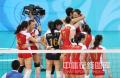 图文-女子排球中国胜俄罗斯 庆祝胜利来临