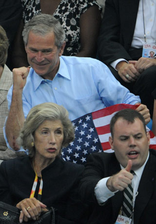 Photo: US president Bush cheers for the Games