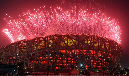 图文-2008北京奥运会开幕式 美丽的夜景