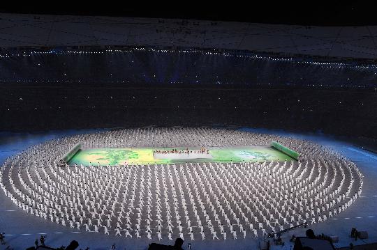 图文-2008北京奥运会开幕式 表演即将结束
