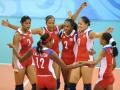 图文-女排1/4决赛古巴VS塞尔维亚 古巴队庆祝胜利