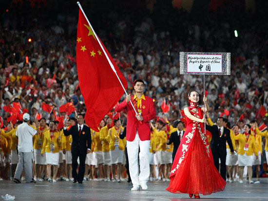 图文-北京奥运会开幕式回顾 姚明引领中国代表团