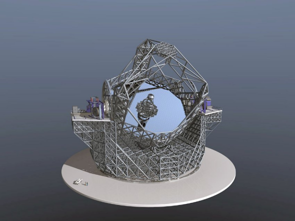 空中看E-ELT望远镜:其主镜的直径达42米,重5.5吨.