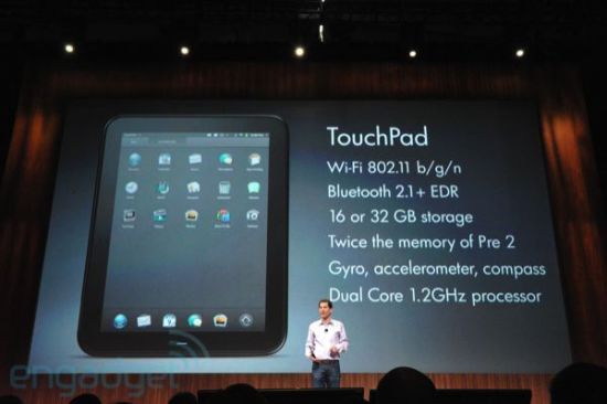 惠普TouchPad平板搭载高通Snapdragon双核1.2G处理器 惠普TouchPad平板搭载高通Snapdragon双核1.2G处理器