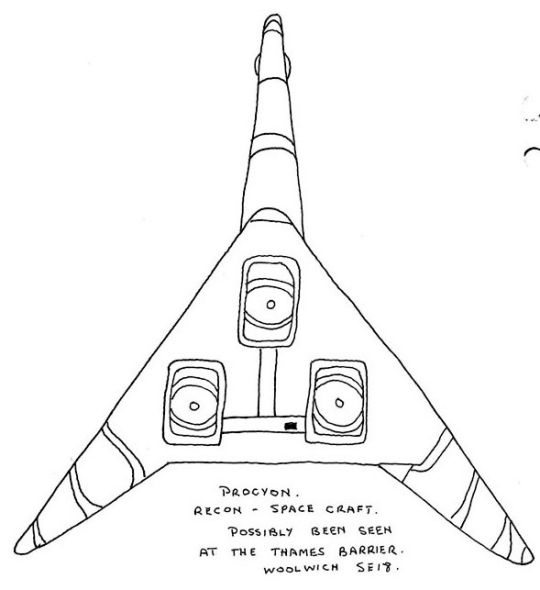 太空飞船草图，曾在伍尔维奇附近出没。
