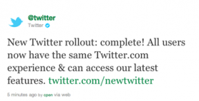 Twitter今天在官方微博中称全面推出新版页面