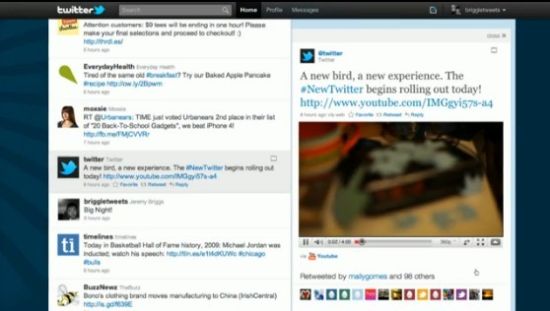Twitter正式推出新版页面的视频截图