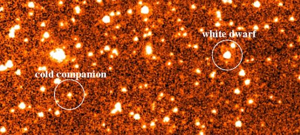 这颗新发现的褐矮星表面温度在27至80摄氏度之间，绕一颗白矮星运行