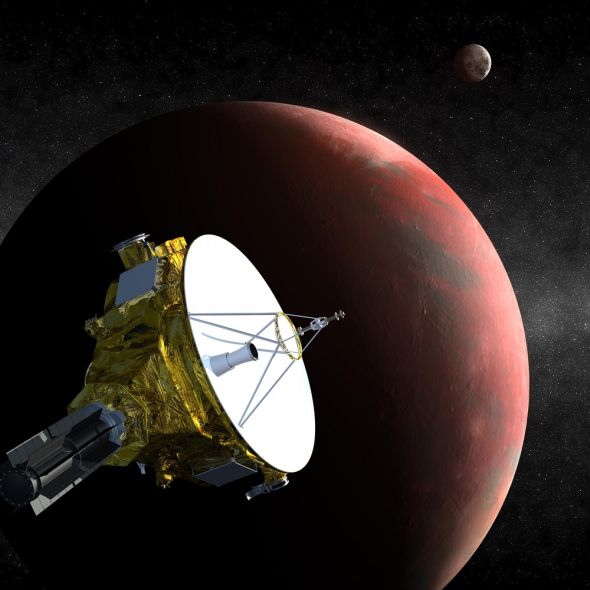 示意图：2015年，新地平线号探测器抵达冥王星系统展开科学考察，此次考察所获取的数据将帮助科学家们判断冥王星的地下是否存在一个海洋