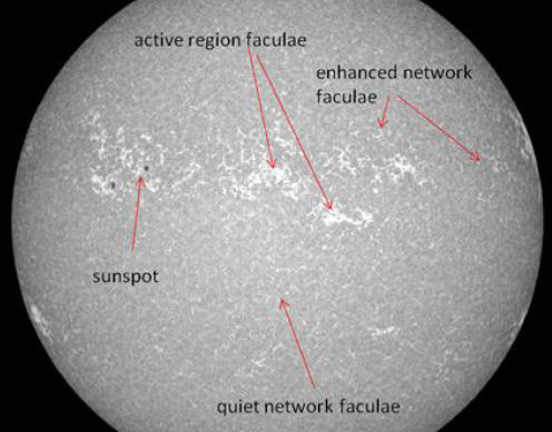 太阳光球外层的图片显示了明亮和黑暗的磁结构，这些磁结构造成了太阳辐射总量的变化。