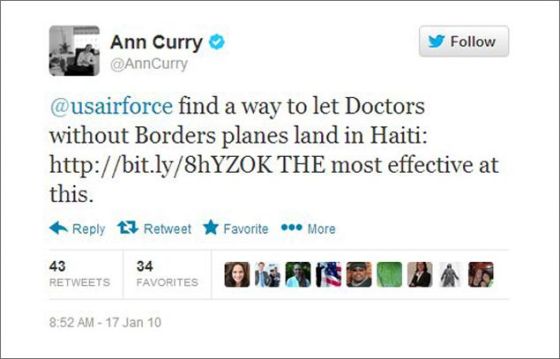 Ann Curry利用Twitter来帮助说服美国空军 Ann Curry利用Twitter来帮助说服美国空军
