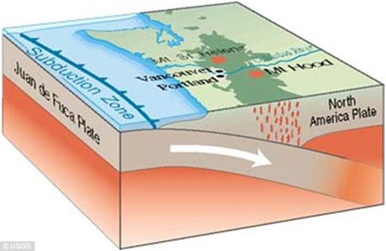 这些研究人员认为，微生物可能源自地下的一个俯冲带（照片显示），这里刚好是两个板块相连的地方。在这里，水可能嵌入地下岩石。在1亿年的漫长时间中，这些岩石被逐渐推上来，最后变成我们今天看到的地表岩石。
