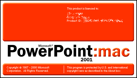 Splash in Microsoft PowerPoint 2001