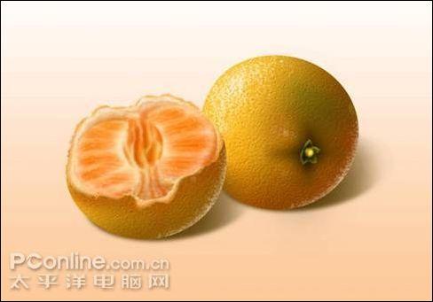 Photoshop鼠绘教程设计掰开的新鲜橘子