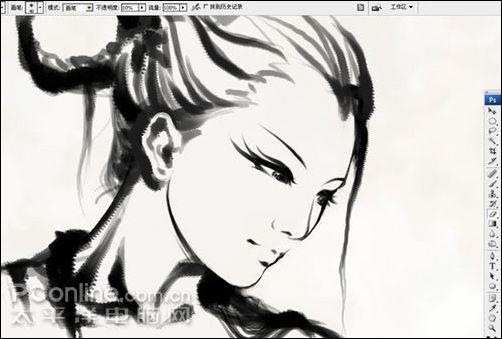 AdobePhotoshopCS3打造水墨风格美女(2)