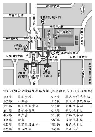 16条公交线路进驻东直门交通枢纽