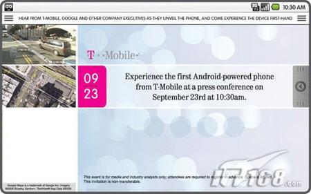 9月23日发布Google现场展示Android手机