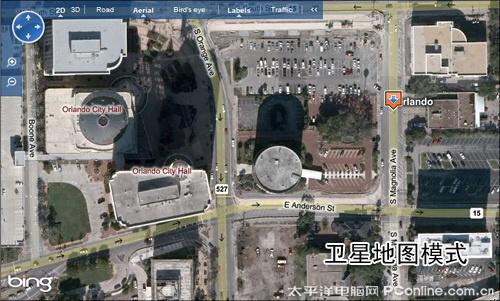 bing的卫星地图模式