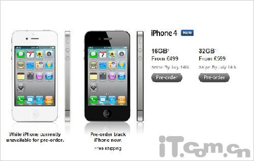 售价更高 苹果英国官网预订iPhone 4_手机