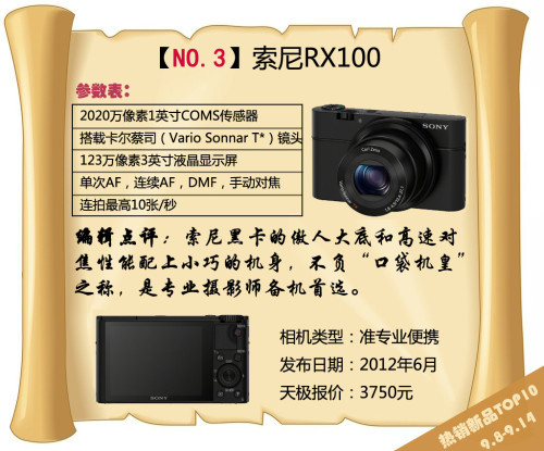 新品数码相机一周热销TOP10：单电唱主角