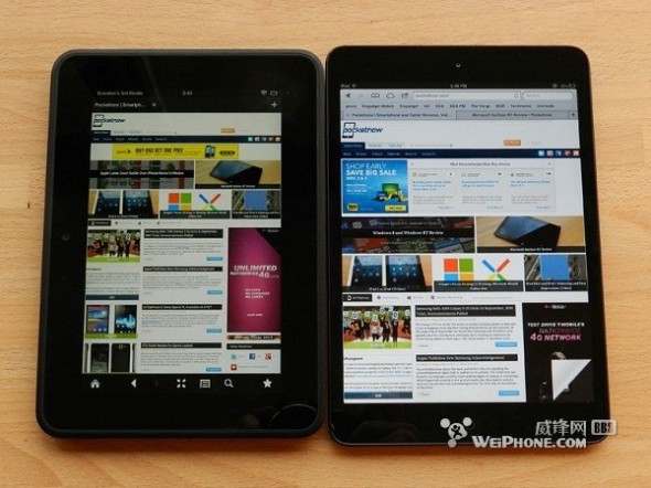 iPadmini与各大平板尺寸对比