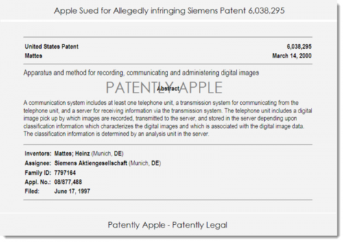 用iPhone拍照侵犯西门子专利 苹果成被告 