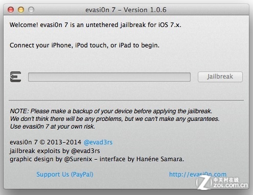 evasi0n+7更新:支持iOS7.0.6完美越狱_软件学