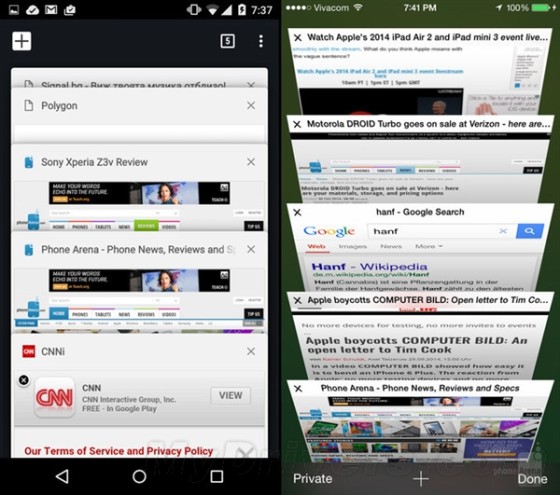 海量图：iOS 8.1对比Android 5.0