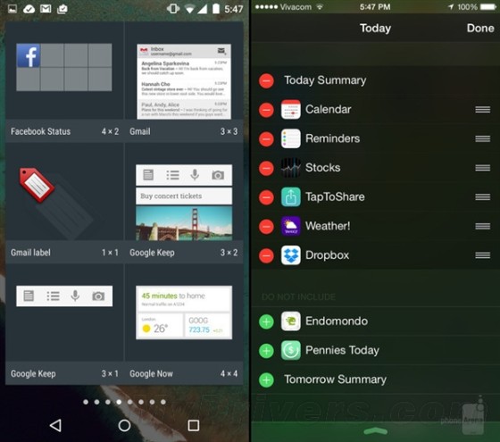 海量图：iOS 8.1对比Android 5.0