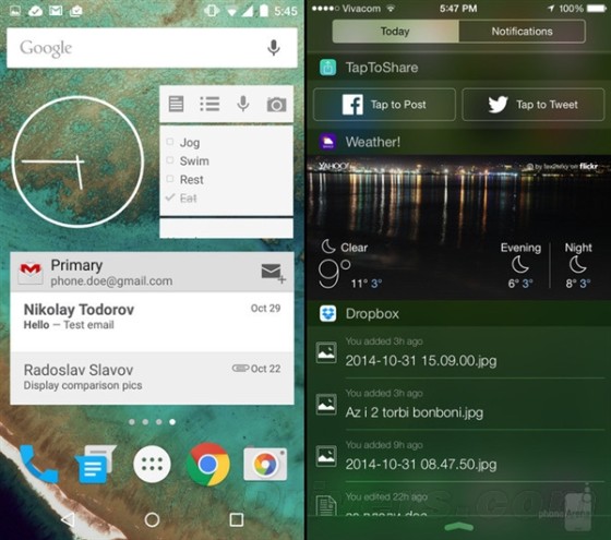 海量图：iOS 8.1对比Android 5.0