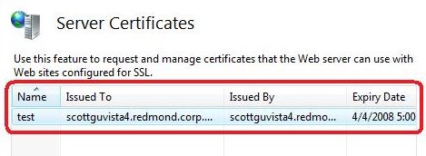 IIS7.0上用自签证书来启用SSL