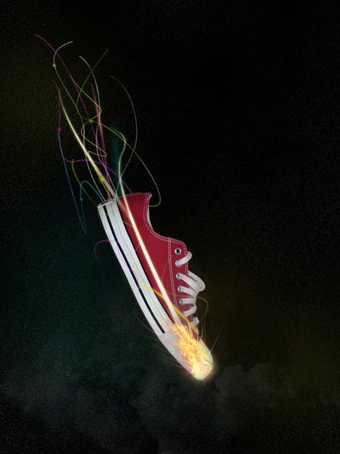 Photoshop运动鞋广告海报设计教程_软件学园