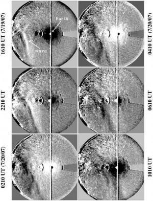 科学家首次拍摄到太阳风扫过地球照片