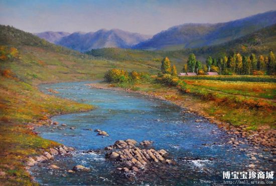 解玉宝《河流》油画 （图片来源：博宝宝珍商城）