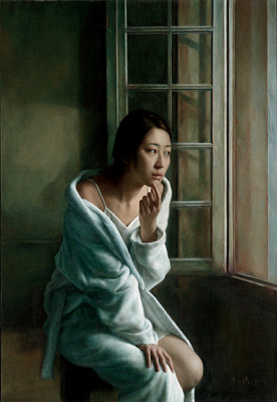 李文涛 《黄昏时的那一束光线》， 宣纸综合材料，130 cm x 97 cm ，2010