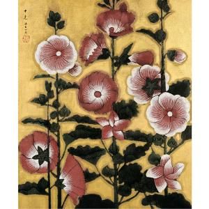 乔十光 《蜀葵》 漆画 65×54cm 乔十光 《蜀葵》 漆画 65×54cm