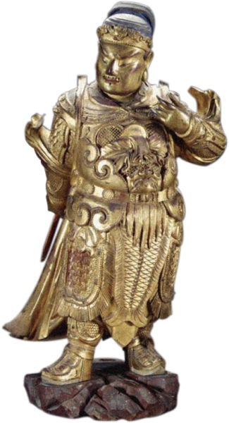 图9 明代木雕武官的腰间金带为宋代毬路纹金带款式 图9 明代木雕武官的腰间金带为宋代毬路纹金带款式