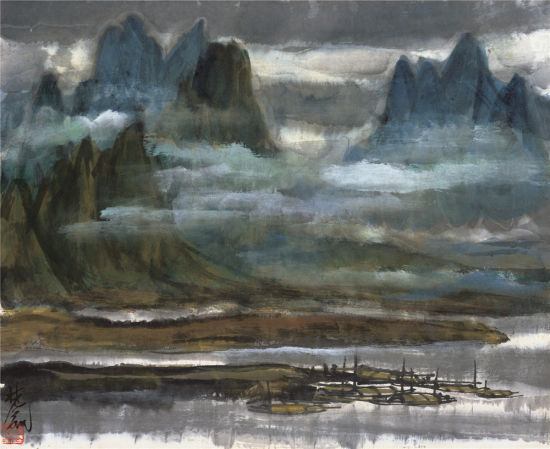 林风眠 江山图 设色纸本 镜心 1970年 42×51