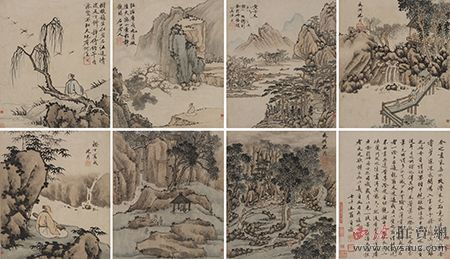 2014西泠春拍 沈 周 七段景图册 设色纸本 册页(八页)37×32cm×8 估价:380-500万元 2014西泠春拍 沈 周 七段景图册 设色纸本 册页(八页)37×32cm×8 估价:380-500万元