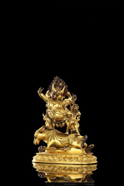 清乾隆(1736-1795) 铜鎏金外修阎魔尊 内地宫廷 H:19.5cm 清乾隆(1736-1795) 铜鎏金外修阎魔尊 内地宫廷 H:19.5cm