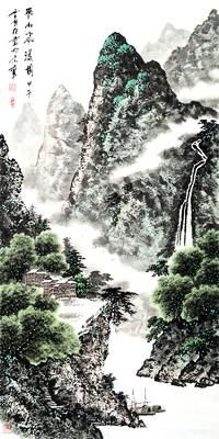 蓝国强的作品《云山飞瀑图》 蓝国强的作品《云山飞瀑图》