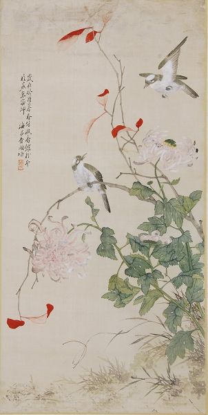图1【查颐培 《秋菊双侣》】 图1【查颐培 《秋菊双侣》】