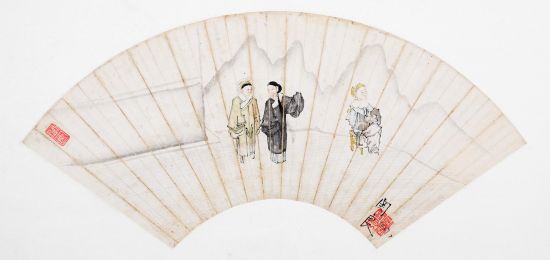 关良【款】 人物扇面 49.5×18cm 约0.8平尺 关良【款】 人物扇面 49.5×18cm 约0.8平尺
