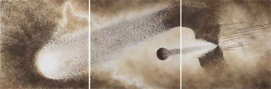 飞沙2013-10，布面综合材料，200x600cm,2013