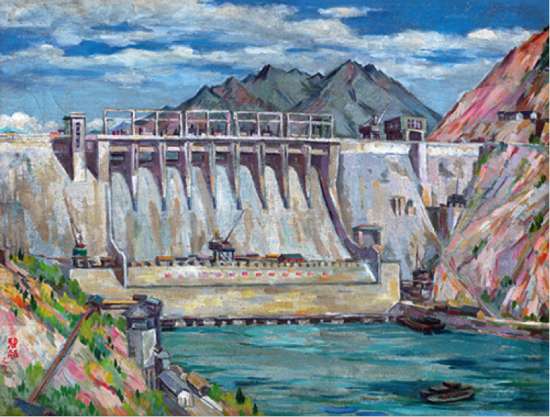 周碧初 新安江水电站 油彩 画布 49×65cm 1963