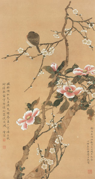 Lot 846‘澄道-近现代绘画夜场’陈之佛(1896-1962) 山茶梅花　纸本立轴 　　