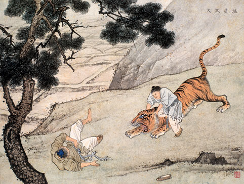 二十四孝图:扼虎救父 古代二十四孝故事:扼虎救父(图)