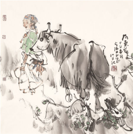 作品 格桑花 “江舟水墨小品展”在恭王府开幕